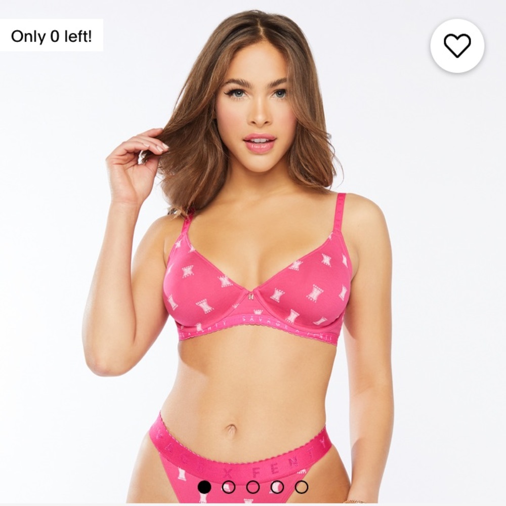 Savage X fenty cotton unlined hot pink bra set